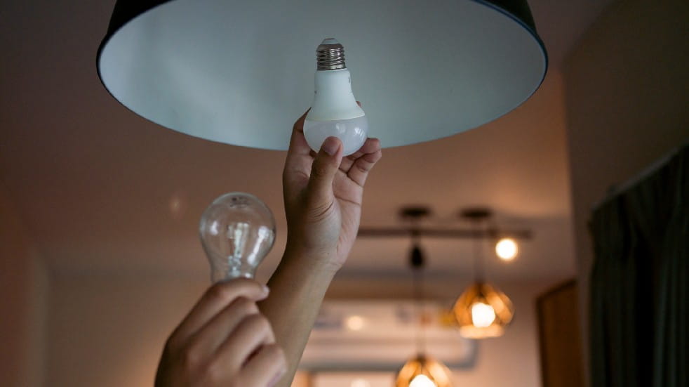 energy-saving lightbulb change